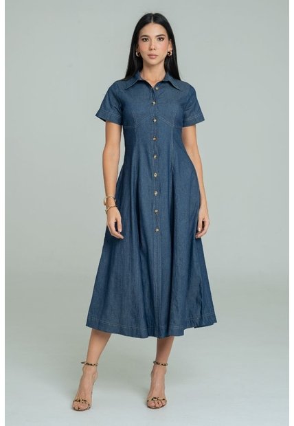 Vestido Burdeos Pespuntes Azul Ragged Pf21510020