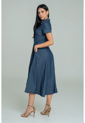 Vestido Burdeos Pespuntes Azul Ragged Pf21510020