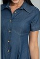 Vestido Burdeos Pespuntes Azul Ragged Pf21510020 de Ragged