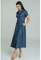 Vestido Burdeos Pespuntes Azul Ragged Pf21510020 de Ragged