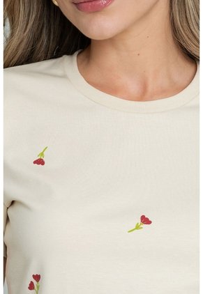 Camiseta Mini Flores Beige Ragged Pf21120144