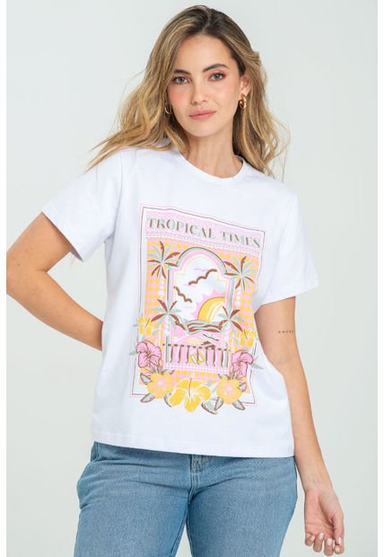 Camiseta Tropical Blanco Ragged Pf21120103