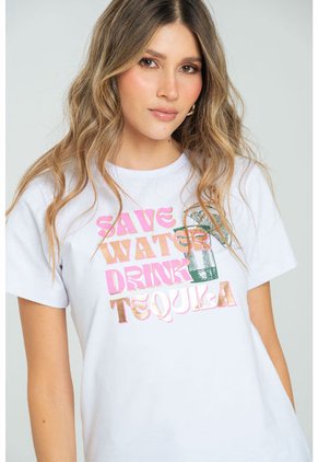 Camiseta Save Water Blanco Ragged Pf21120097