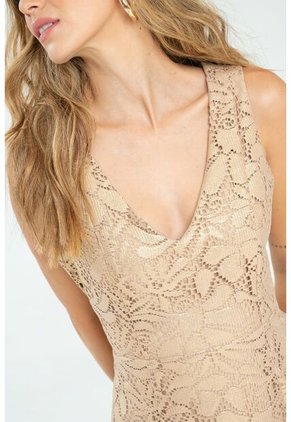 Vestido Gold Encaje Beige Ragged Pf12510418