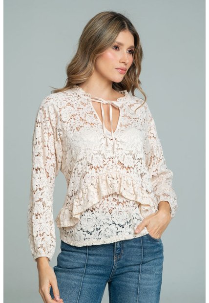 Blusa Blonda Sienna Beige Ragged Pf12110884