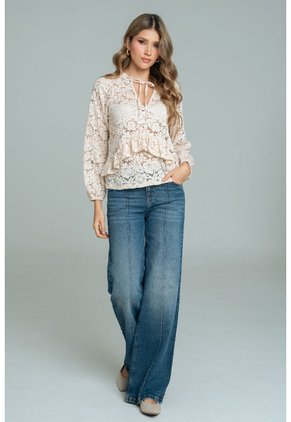 Blusa Blonda Sienna Beige Ragged Pf12110884