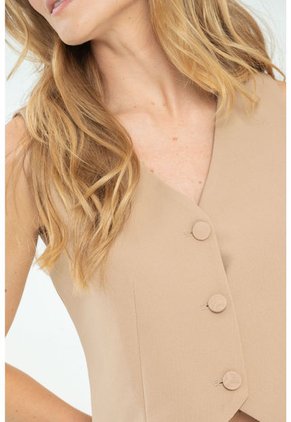 Chaleco Ribbhed Beige Ragged Pf12150029