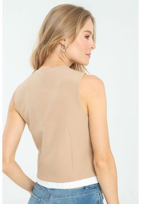 Chaleco Ribbhed Beige Ragged Pf12150029