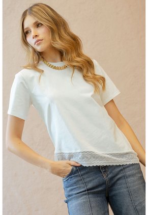 Camiseta Asimetrica Lace Blanco Ragged Pf21120152