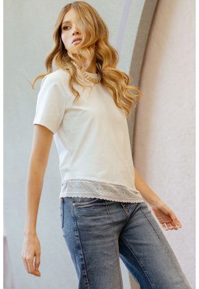 Camiseta Asimetrica Lace Blanco Ragged Pf21120152