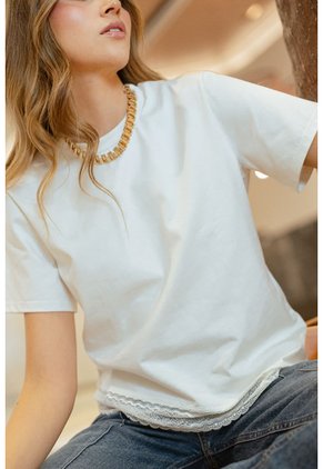 Camiseta Asimetrica Lace Blanco Ragged Pf21120152