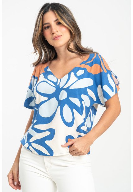Blusa Ghanni Azul Ragged Pf31113562