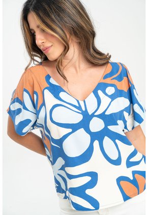 Blusa Ghanni Azul Ragged Pf31113562