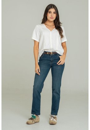 Jeans Mom Paris Azul Ragged Pf21350076