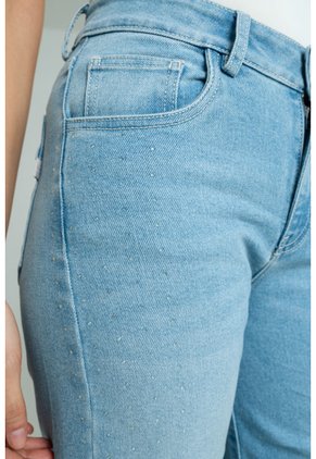 Jeans Strass Azul Ragged Pf21350092