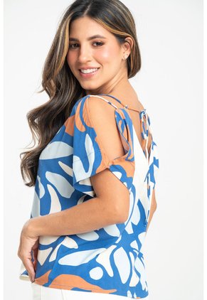 Blusa Ghanni Azul Ragged Pf31113562