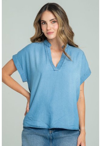 Blusa Tencel Bali Azul Ragged Pf21110037 Ragged