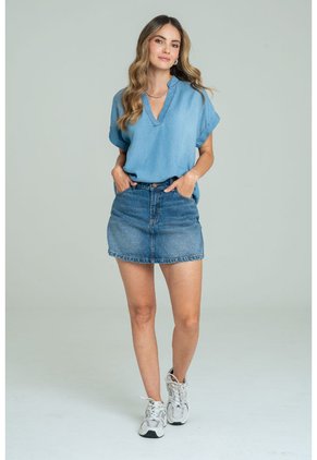 Blusa Tencel Bali Azul Ragged Pf21110037