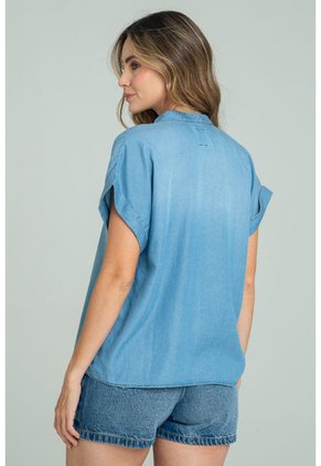 Blusa Tencel Bali Azul Ragged Pf21110037