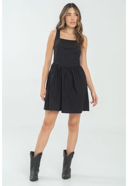 Vestido Corto Mhaxam Negro Ragged Pf11511372