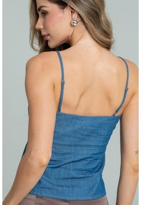 Top Chambray Burdeos Azul Ragged Pf21110031