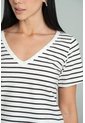 Camiseta Rayas Escote V Blanco Ragged Pf21120141 de Ragged