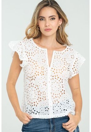 Blusa Summer Cotton Blanco Ragged Pf11112868