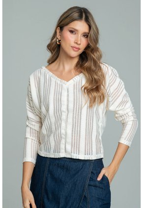 Blusa Korea Blanco Ragged Pf11113213