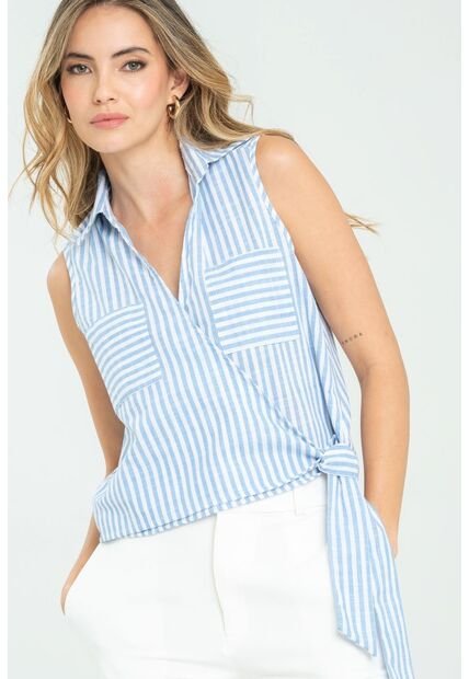 Blusa Stripes Ford Azul Ragged Pf11112870