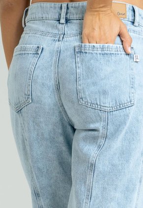 Jeans Cortes Silueta Barrel Azul Ragged Pf21350026