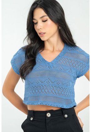 Blusa Tejida Azul Ragged Pf11112873