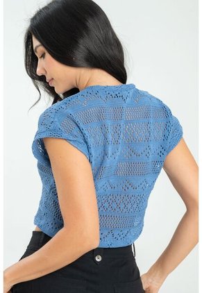 Blusa Tejida Azul Ragged Pf11112873