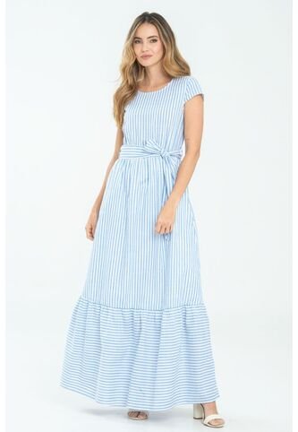 Vestido Largo Sayghe Azul Ragged Pf11511352 Ragged