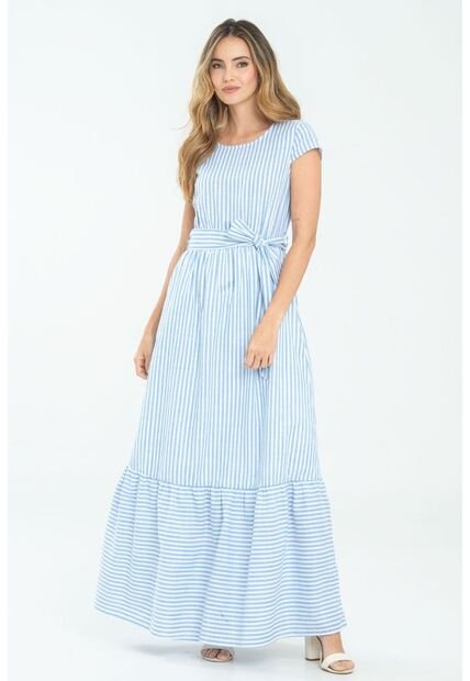 Vestido Largo Sayghe Azul Ragged Pf11511352