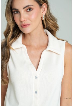 Top Polo Sisa Mila Blanco Ragged Pf11121198