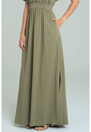 Vestido Largo Prhiya Verde Ragged Pf11511472