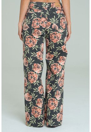 Jeans Wide Leg Roses Negro Ragged Pf21350106