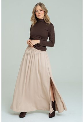 Falda Larga Abertura Beige Ragged Pf17320008
