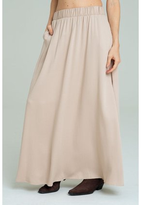 Falda Larga Abertura Beige Ragged Pf17320008