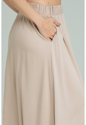 Falda Larga Abertura Beige Ragged Pf17320008