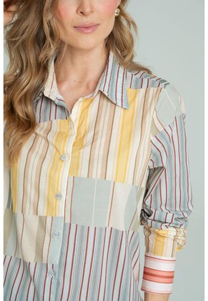 Camisa Rayas Patchwork Amarillo Ragged Pf11113220