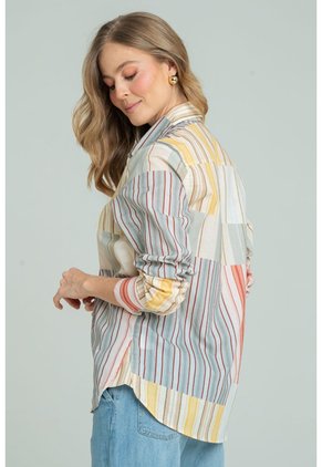 Camisa Rayas Patchwork Amarillo Ragged Pf11113220