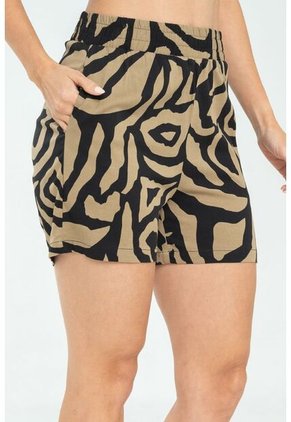 Short Animal Print Negro Ragged Pf11340152