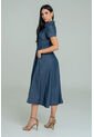 Vestido Burdeos Pespuntes Azul Ragged Pf21510020 de Ragged