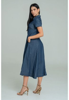 Vestido Burdeos Pespuntes Azul Ragged Pf21510020