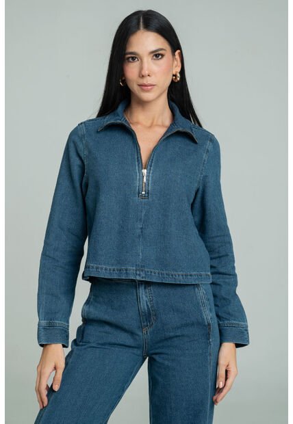 Chaqueta Denim Cierre Azul Ragged Pf21130022