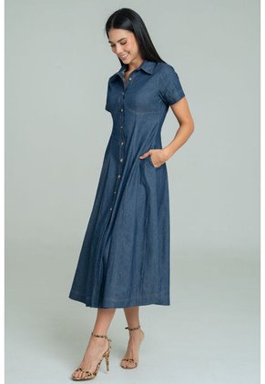 Vestido Burdeos Pespuntes Azul Ragged Pf21510020