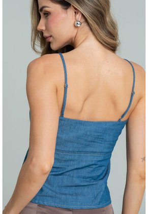 Top Chambray Burdeos Azul Ragged Pf21110031