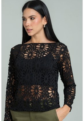 Buzo En Malla Negro Ragged Pf11180013