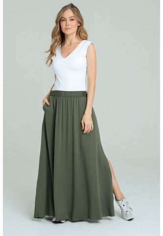 Falda Larga Abertura Verde Ragged Pf17320008 Ragged